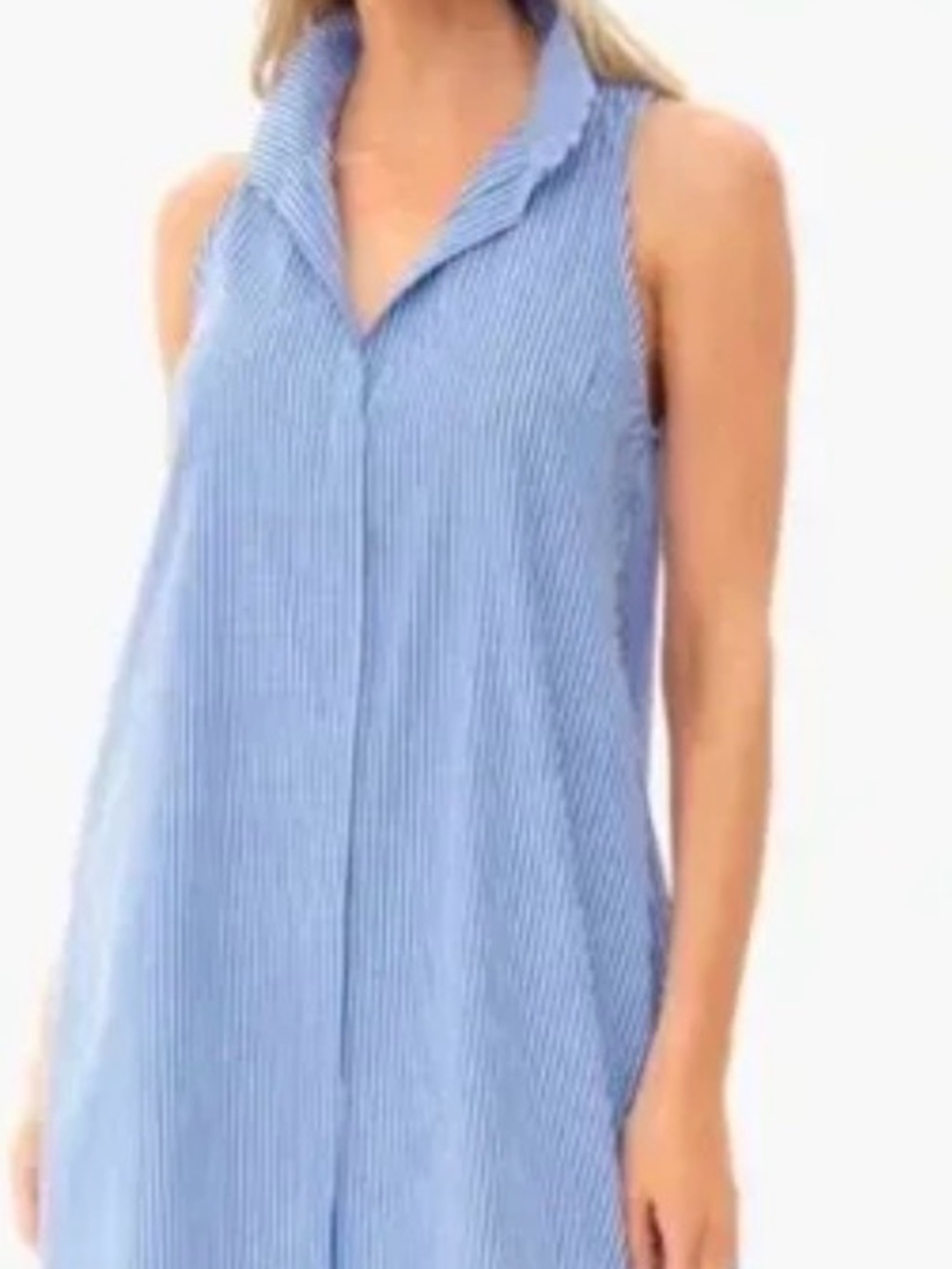 Tuckernuck Blue and White Striped Sleeveless Collared Dress